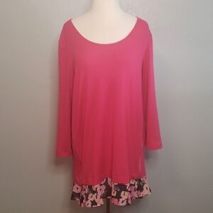 Kate & Mallory Top Large Pink 3/4 Sleeve